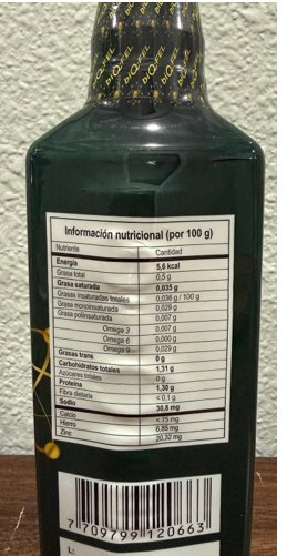 Back of bottle, biQ-FEL 500mL