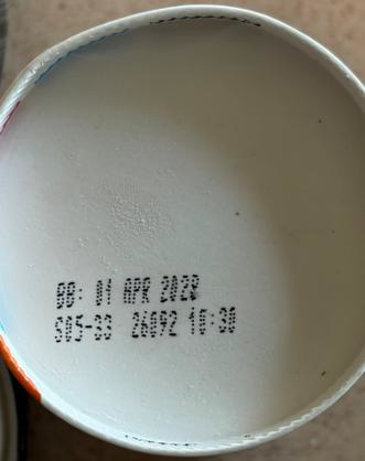 Bottom of container, So Delicious Dairy Free Salted Caramel Cluster Non-Dairy Frozen Dessert pint