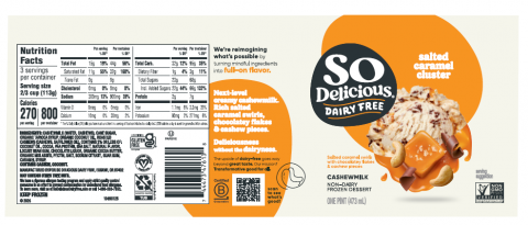 Label, So Delicious Dairy Free Salted Caramel Cluster Non-Dairy Frozen Dessert pint
