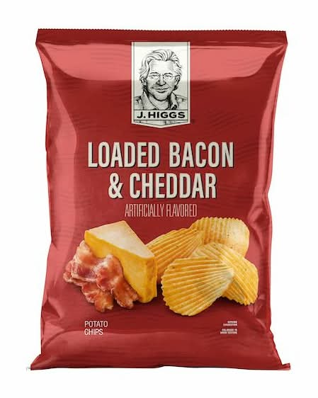Image of J. HIGGS Loaded Bacon & Cheddar Potato Chips bag