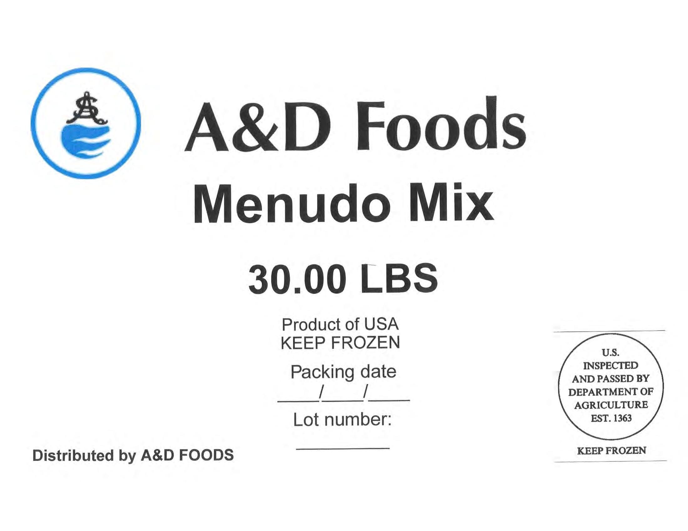 Product label for • Various weight cardboard boxes containing individually vacuum-packed A&D Foods “GOAT CUT 1-1/2" 10.00 LBS”; • Various weight cardboard boxes containing individually vacuum-packed A&D Foods “GOAT BURN SKIN ON CUT 1-1/2" 10.00 LBS”; • Various weight cardboard boxes containing individually vacuum-packed A&D Foods “SLICE RIBEYE 4oz 10.00 LBS”; • Various weight cardboard boxes containing individually vacuum-packed A&D Foods “BEEF CHUCK THIN SLICED KBQ 4 MM 20.00 LBS”; • Various weight cardboard boxes containing individually vacuum-packed A&D Foods “BEEF OXTAIL CUT 10.00LBS” (page 16)
