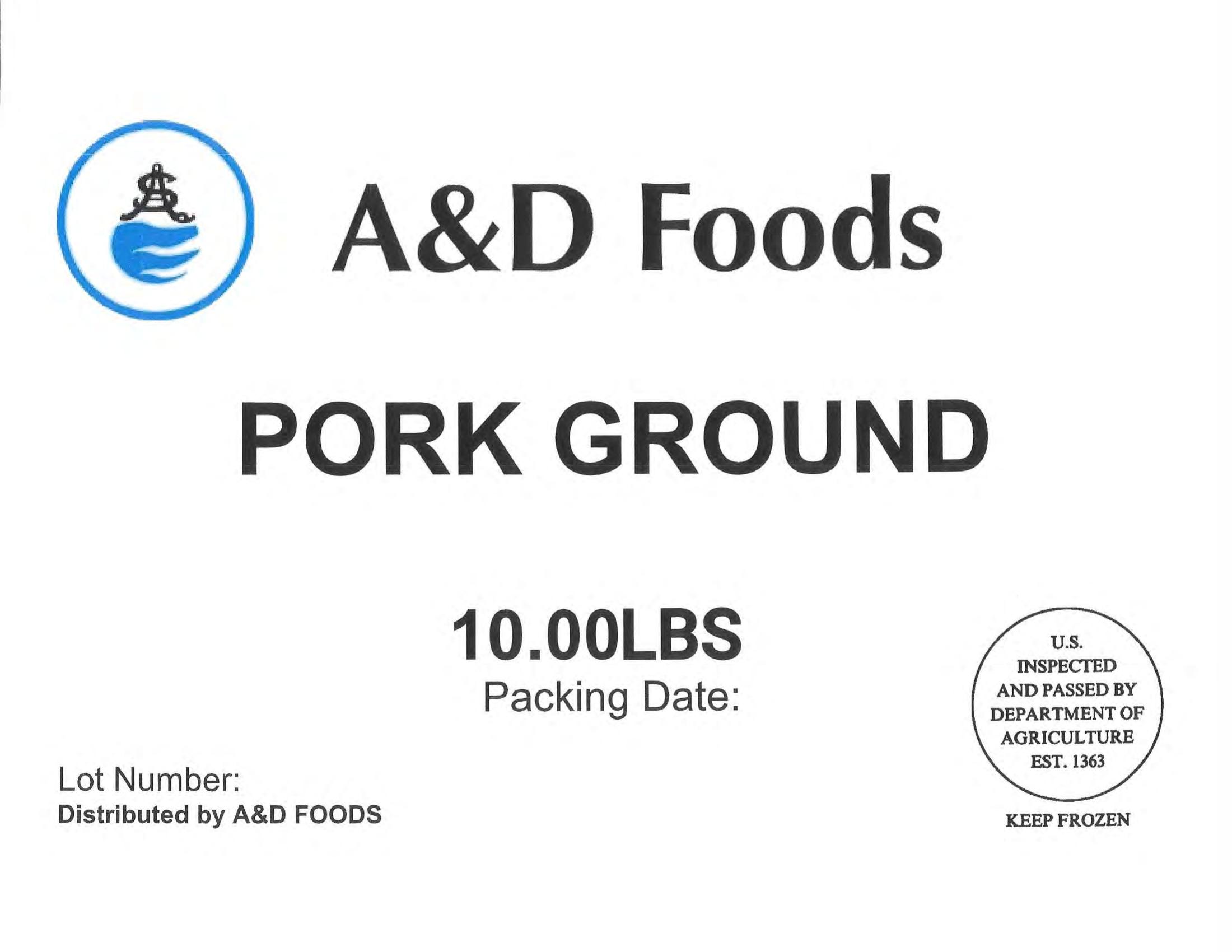 Product label for • Various weight cardboard boxes containing individually vacuum-packed A&D Foods “GOAT CUT 1-1/2" 10.00 LBS”; • Various weight cardboard boxes containing individually vacuum-packed A&D Foods “GOAT BURN SKIN ON CUT 1-1/2" 10.00 LBS”; • Various weight cardboard boxes containing individually vacuum-packed A&D Foods “SLICE RIBEYE 4oz 10.00 LBS”; • Various weight cardboard boxes containing individually vacuum-packed A&D Foods “BEEF CHUCK THIN SLICED KBQ 4 MM 20.00 LBS”; • Various weight cardboard boxes containing individually vacuum-packed A&D Foods “BEEF OXTAIL CUT 10.00LBS” (page 8)