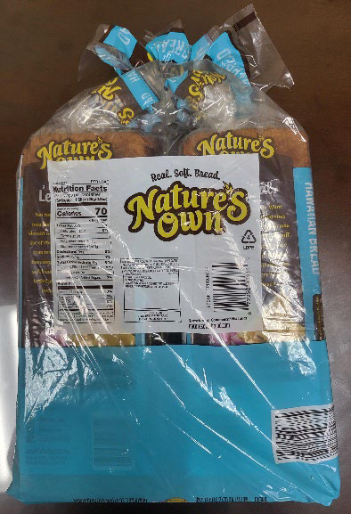 Image of Back Label, Nature’s Own® 2-pack Hawaiian Bread net weight of 40 oz.