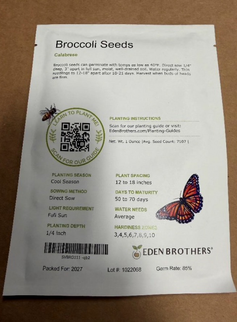 Eden Brothers Recalls Broccoli Seeds for Salmonella Risk