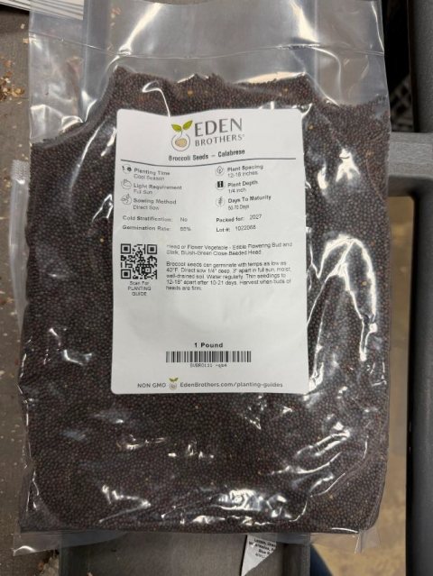 Image of Primary Label: Broccoli Seeds – Calabrese - Net Wt. of 1 Pound