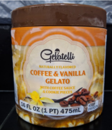 Gelatelli, Coffee & Vanilla Gelato, Front of Package