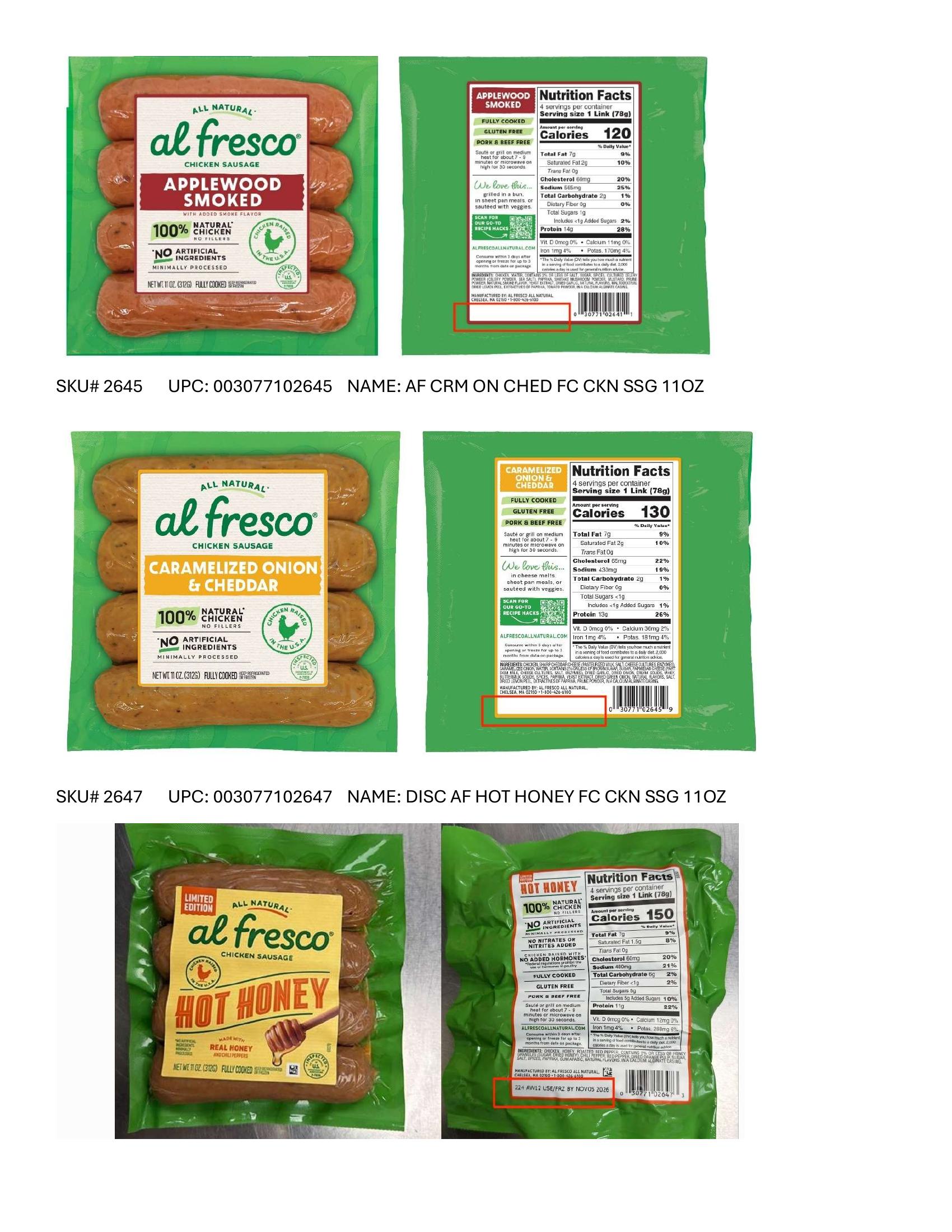 Product label for Full product list available in PDF format - Various RTE meat and poultry products bearing “EST. M/P 7839,” “EST. P 20935A” and “EST. M 9520” inside the USDA mark of inspection. (page 12)