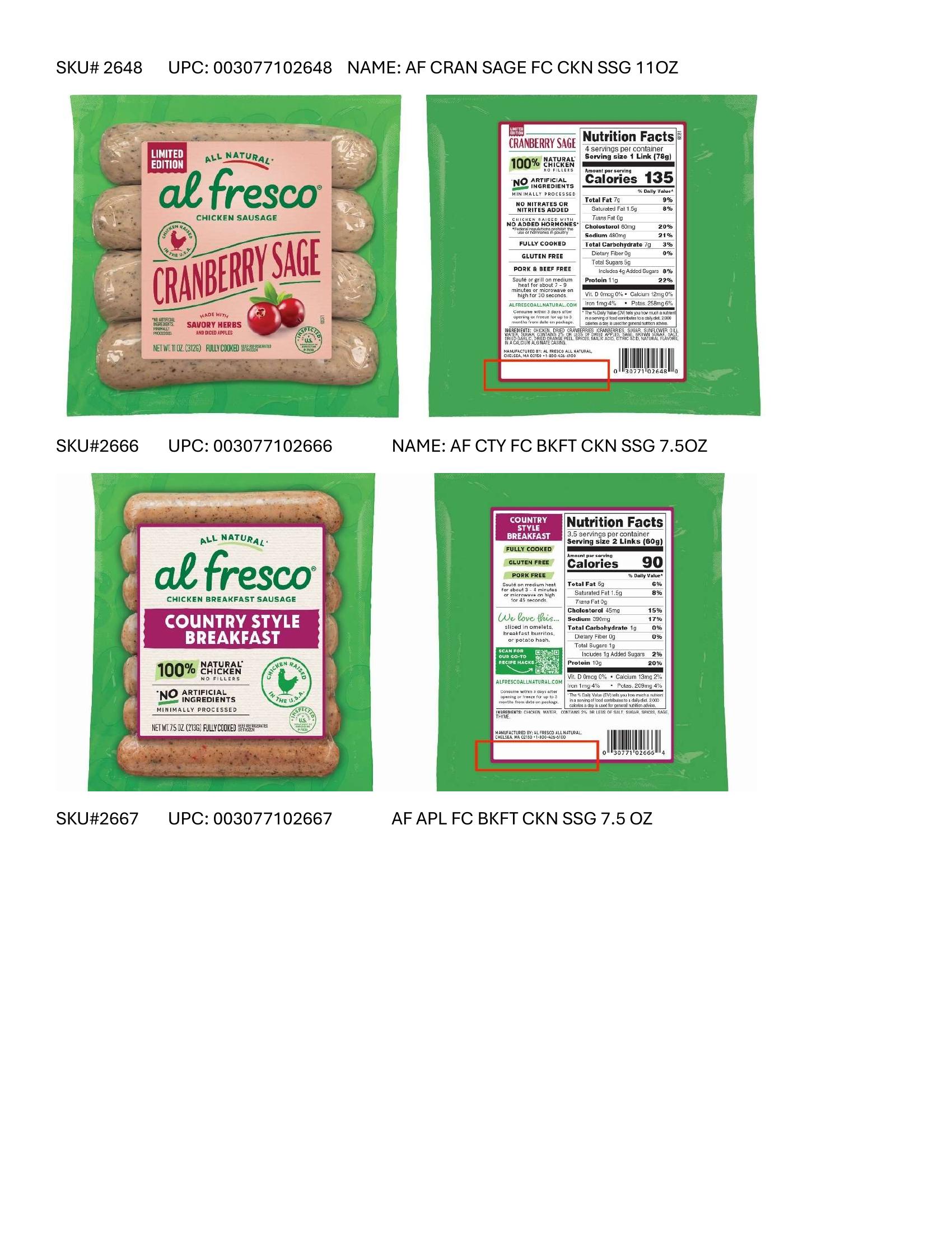 Product label for Full product list available in PDF format - Various RTE meat and poultry products bearing “EST. M/P 7839,” “EST. P 20935A” and “EST. M 9520” inside the USDA mark of inspection. (page 13)