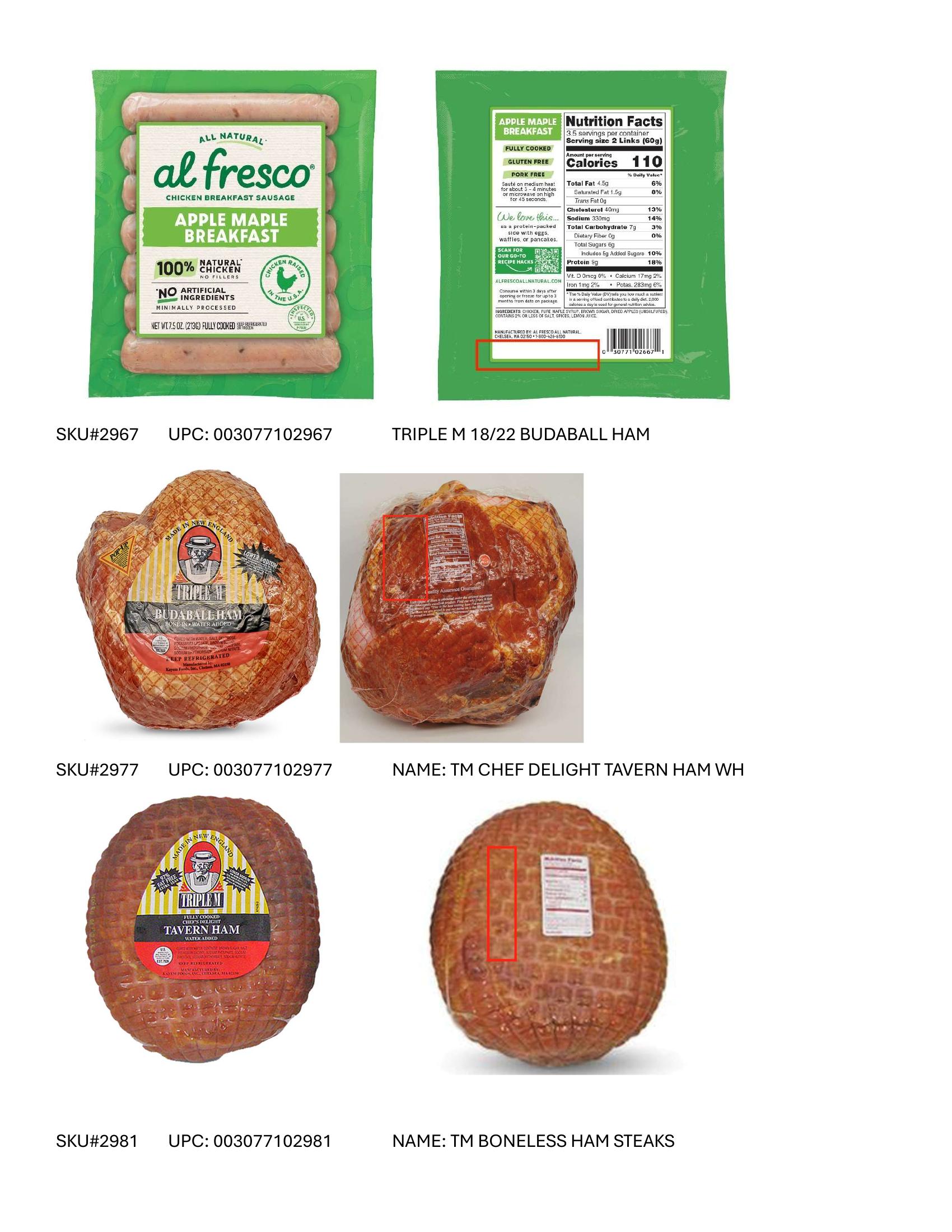Product label for Full product list available in PDF format - Various RTE meat and poultry products bearing “EST. M/P 7839,” “EST. P 20935A” and “EST. M 9520” inside the USDA mark of inspection. (page 14)