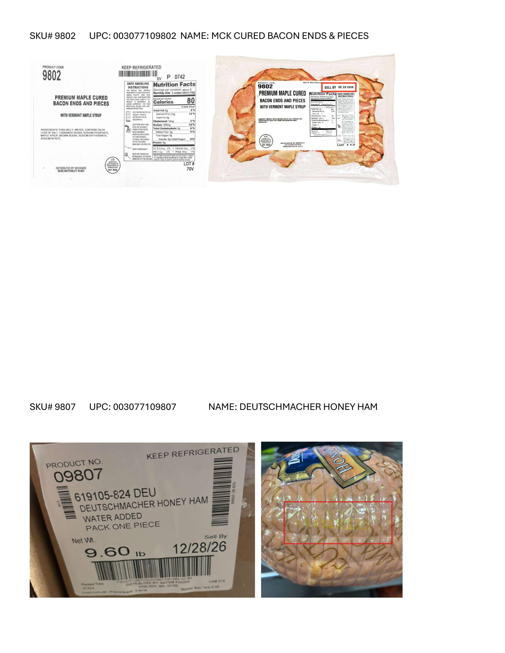 Product label for Full product list available in PDF format - Various RTE meat and poultry products bearing “EST. M/P 7839,” “EST. P 20935A” and “EST. M 9520” inside the USDA mark of inspection. (page 24)