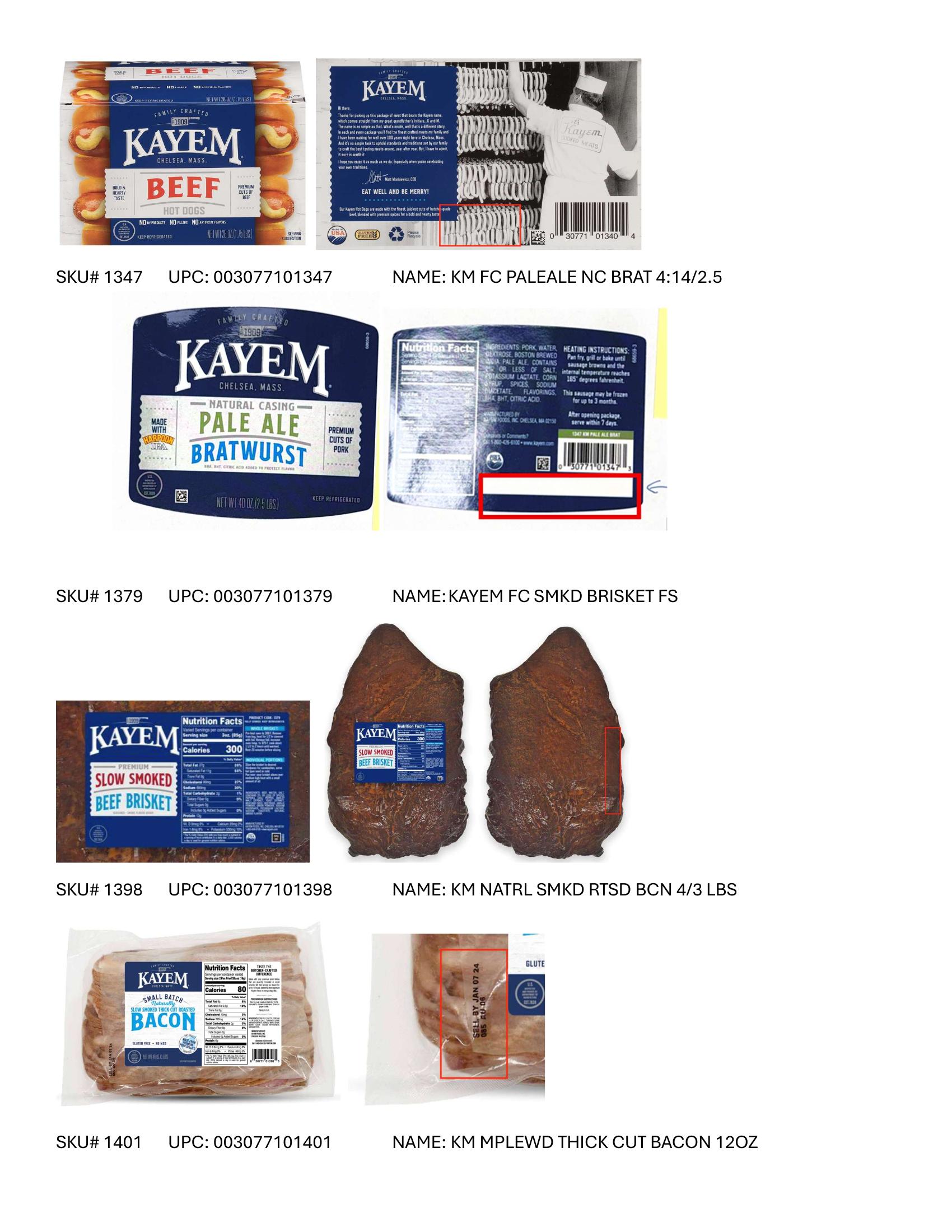 Product label for Full product list available in PDF format - Various RTE meat and poultry products bearing “EST. M/P 7839,” “EST. P 20935A” and “EST. M 9520” inside the USDA mark of inspection. (page 6)