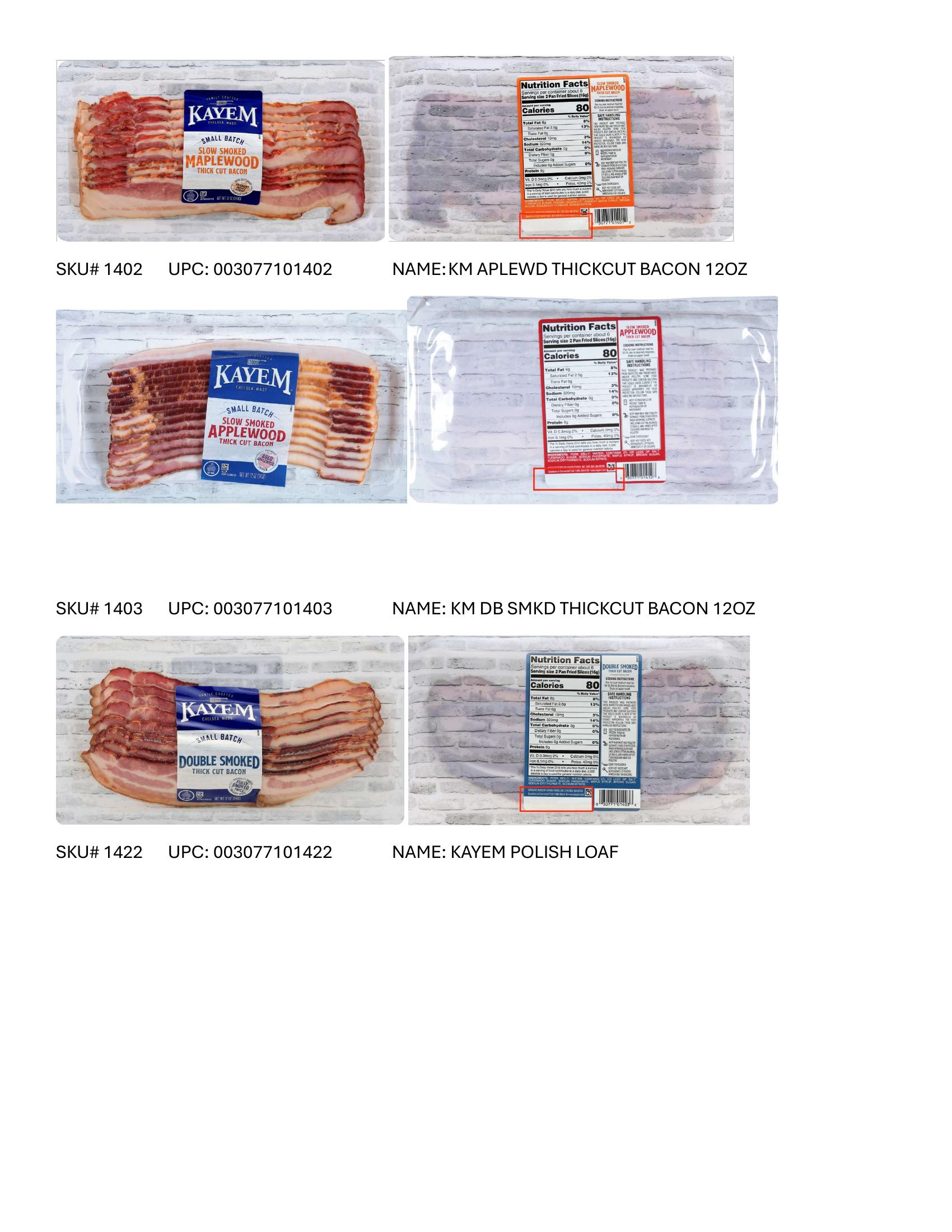 Product label for Full product list available in PDF format - Various RTE meat and poultry products bearing “EST. M/P 7839,” “EST. P 20935A” and “EST. M 9520” inside the USDA mark of inspection. (page 7)