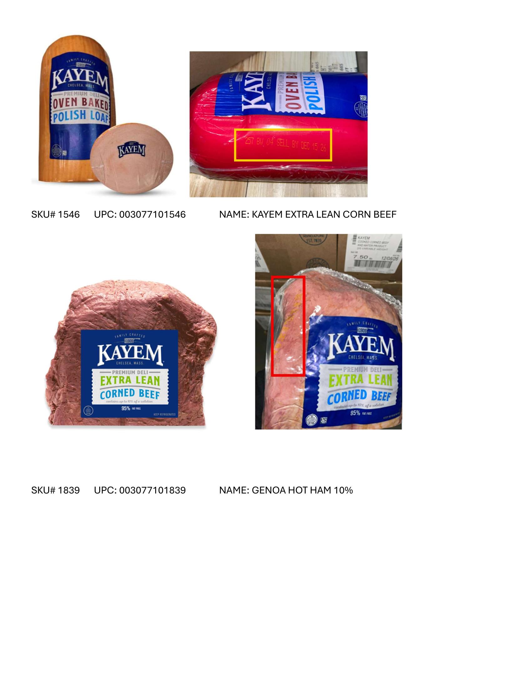 Product label for Full product list available in PDF format - Various RTE meat and poultry products bearing “EST. M/P 7839,” “EST. P 20935A” and “EST. M 9520” inside the USDA mark of inspection. (page 8)