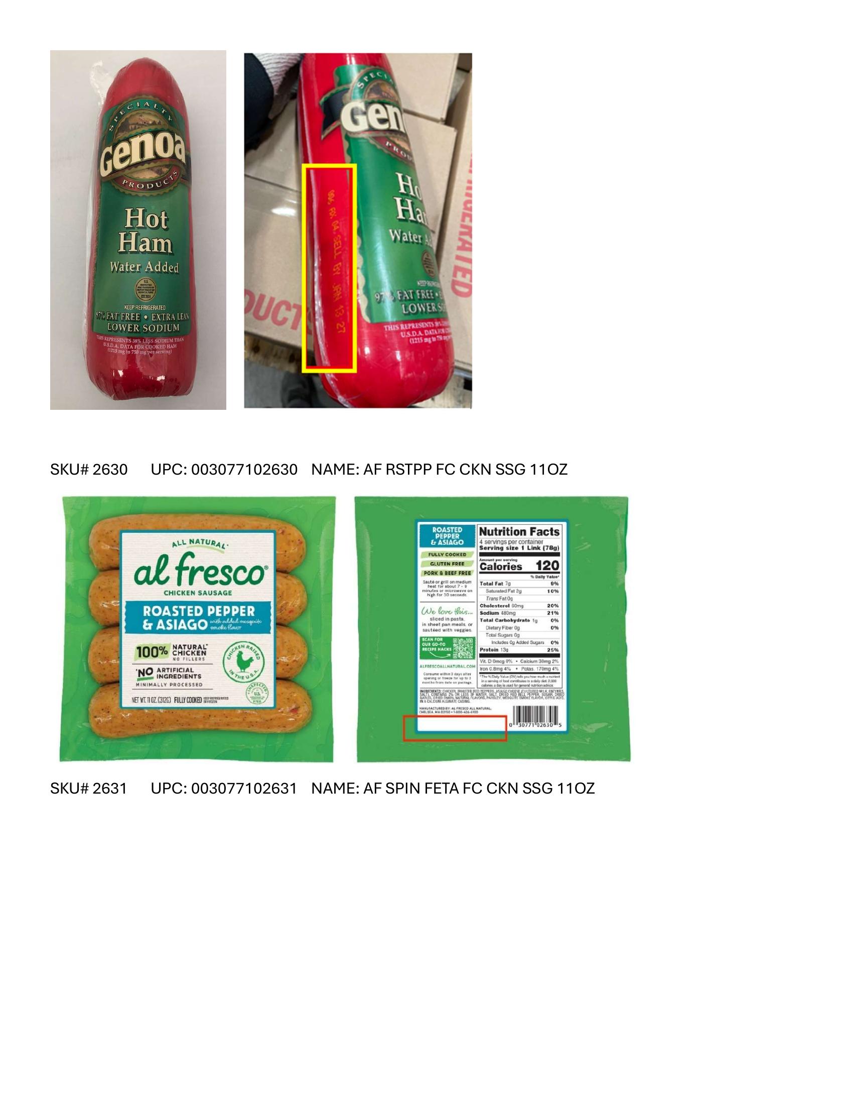 Product label for Full product list available in PDF format - Various RTE meat and poultry products bearing “EST. M/P 7839,” “EST. P 20935A” and “EST. M 9520” inside the USDA mark of inspection. (page 9)