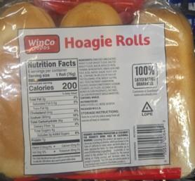 Image of Back label, Hoagie Rolls